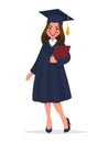 Graduate girl in mantle with diploma