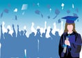 Graduate girl in silhouette Royalty Free Stock Photo