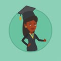 Graduate giving thumb up vector illustration.