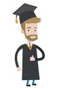 Graduate giving thumb up vector illustration. Royalty Free Stock Photo