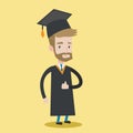 Graduate giving thumb up vector illustration.