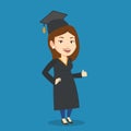 Graduate giving thumb up vector illustration. Royalty Free Stock Photo