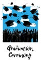 Graduate Hands Throwing Up Graduation Hats. Graduation Ceremony background