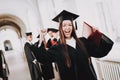 Graduate. Happy. Good Mood. Asian Girl. Standing.