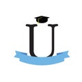 Graduate hat concept. University logo Graduation from university with ribbon