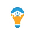 Graduate hat and dollar bulb shape concept logo Royalty Free Stock Photo