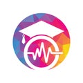 Graduate hat and medical pulse logo vector.