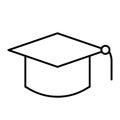 Graduate hat thin line icon. Education vector illustration isolated on white. Graduation cap outline style design