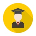 Graduate icon with long shadow Royalty Free Stock Photo