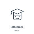 graduate icon vector from school collection. Thin line graduate outline icon vector illustration. Linear symbol for use on web and