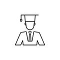 graduate, learner, student line illustration icon on white background