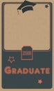 2018 Graduate Photo frame. Retro Style. Black and Orange on Paper Background. Flat Design
