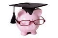 Graduate Piggy Bank college graduation, education saving, success, white background Royalty Free Stock Photo