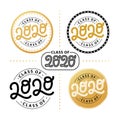 Graduate 2020 set. Class of 2020. Lettering logo stamp. Graduate design yearbook. Vector illustration.