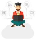 Graduate sitting on cloud