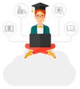 Graduate sitting on cloud