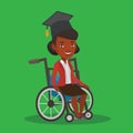 Graduate sitting in wheelchair vector illustration