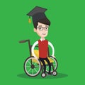 Graduate sitting in wheelchair vector illustration