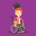 Graduate sitting in wheelchair vector illustration