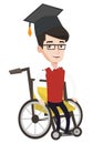 Graduate sitting in wheelchair vector illustration