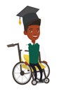 Graduate sitting in wheelchair vector illustration