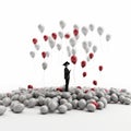 Graduate Standing Under A Mass Of Red And White Balloons: A Neo-dadaist Conceptual Digital Art