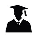 Graduate student black icon on white background. Graduate student silhouette Royalty Free Stock Photo