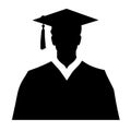 Graduate student black icon on white background. Graduate student silhouette Royalty Free Stock Photo
