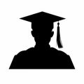 Graduate student black icon on white background. Graduate student silhouette Royalty Free Stock Photo