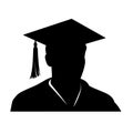 Graduate student black icon on white background. Graduate student silhouette Royalty Free Stock Photo