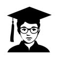 Graduate student black icon on white background. Graduate student silhouette Royalty Free Stock Photo