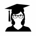 Graduate student black icon on white background. Graduate student silhouette Royalty Free Stock Photo