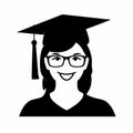 Graduate student black icon on white background. Graduate student silhouette Royalty Free Stock Photo
