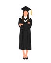 Graduate Student Illustration, Female High School Graduate In Mortarboard Royalty Free Stock Photo