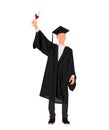 Graduate Student Illustration, Male High School Graduate In Mortarboard Royalty Free Stock Photo