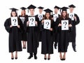 Graduate students holding question signs Royalty Free Stock Photo