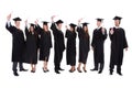 Graduate students raising hands