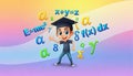 Graduate surrounded by complex math symbols. Royalty Free Stock Photo