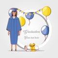 Graduate woman avatar character