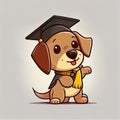 Graduated cartoon cap on happy dog