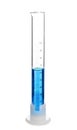 Graduated cylinder with blue liquid on white background Royalty Free Stock Photo