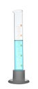 Graduated cylinder with light blue liquid on white Royalty Free Stock Photo