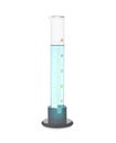 Graduated cylinder with light blue liquid isolated on white Royalty Free Stock Photo