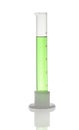 Graduated cylinder with light green liquid isolated Royalty Free Stock Photo