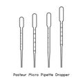 Graduated Disposable Sterile Plastic Pasteur Micro Pipette diagram for experiment setup lab outline vector