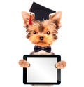 Graduated dog with tablet pc Royalty Free Stock Photo