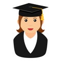 Graduated Girl Avatar Flat Icon on White