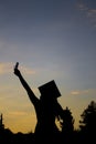 Graduated girl silhouette, Graduation student, Girl graduate, Royalty Free Stock Photo