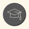 Graduated school cap, round linear icon with volume illusion, simple color change