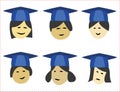 Vector of graduated students wearing graduation caps. A group of students (boys and girls) with graduations hats